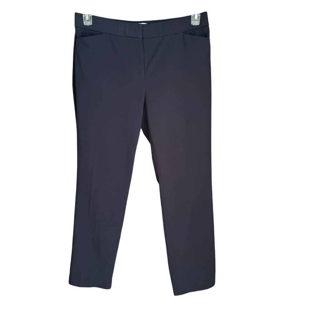 Lark & Ro Navy Blue Straight Leg Trousers Pants Size 14S Office Classic Stretch